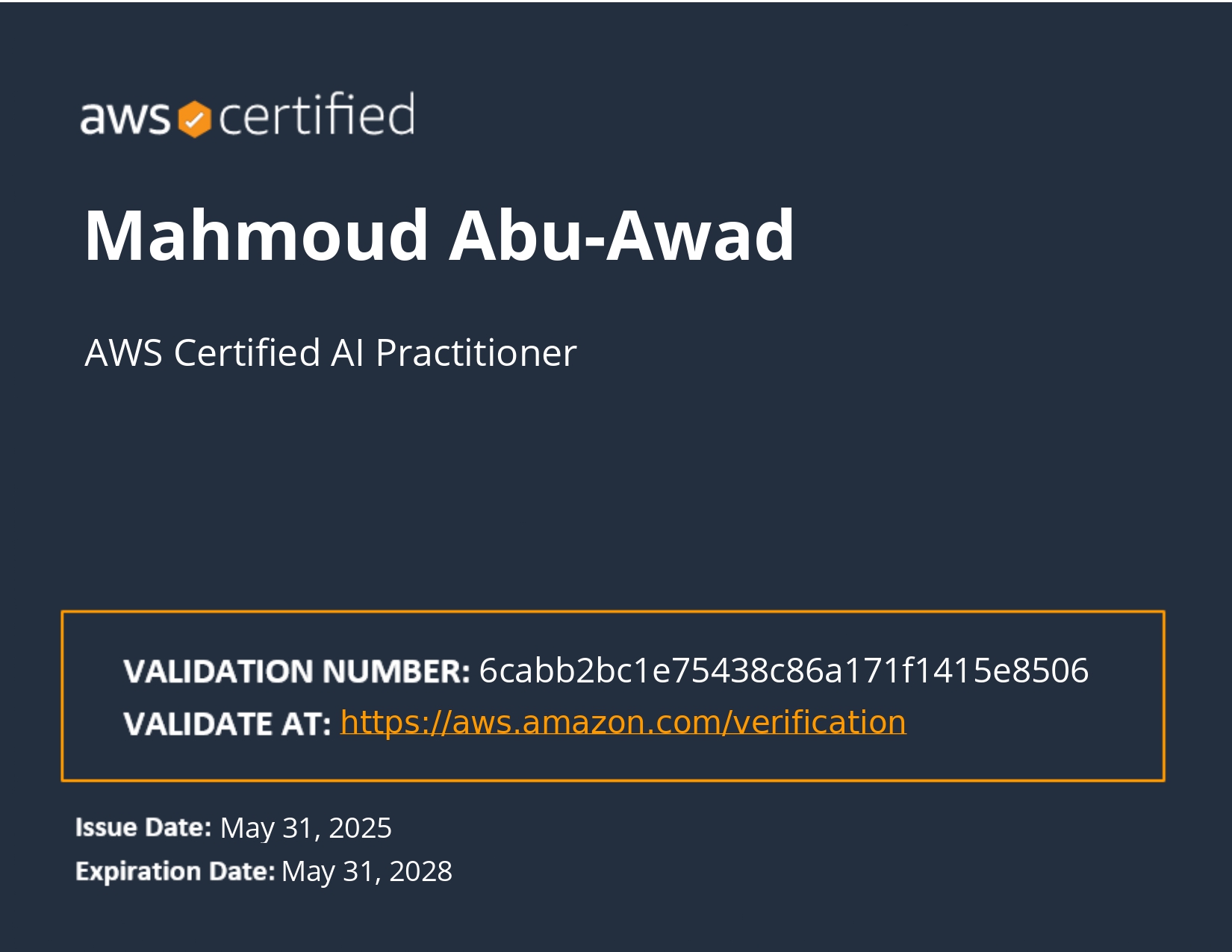 AWS Certified AI Practitioner certificate